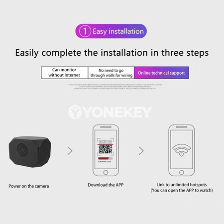 Lenovo 8K mini howpsuzlyk kamerasy, Wi‑Fi, gijeki görmek, suw geçirmez