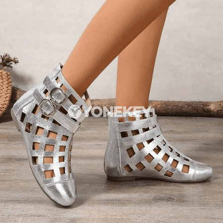 Metal tokaçly, fermuarly, ýumşak dabanly moda aýakgaplar