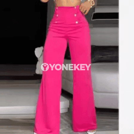 Zenanlar üçin giň balaçly, iki düwmejikli moda balak