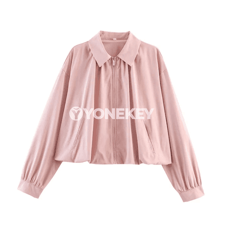 Zenanlar üçin giň şäherçe jaket, ýaz güýz üçin, uzyn ýeňli