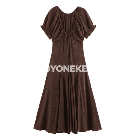 Zenanlar üçin tomusky V boýunly elegant uzyn köýnek