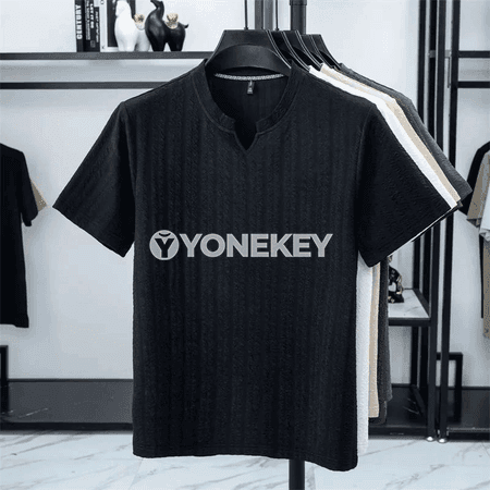 Erkekler üçin gysga ýeňli gündelik Henley futbolka, ýumşak we rahat