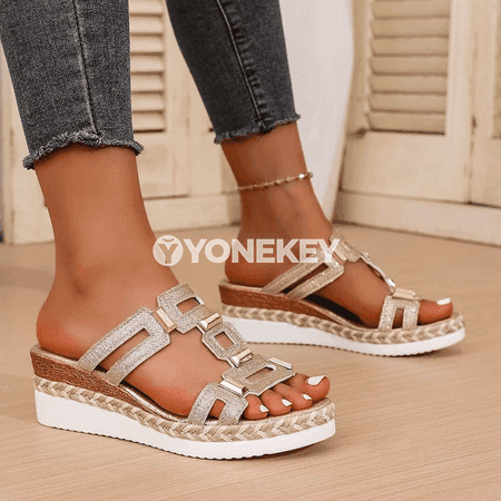 Aýal-gyzlar üçin tomusky retro aýlaw ujy rahat sandal-şypbyk