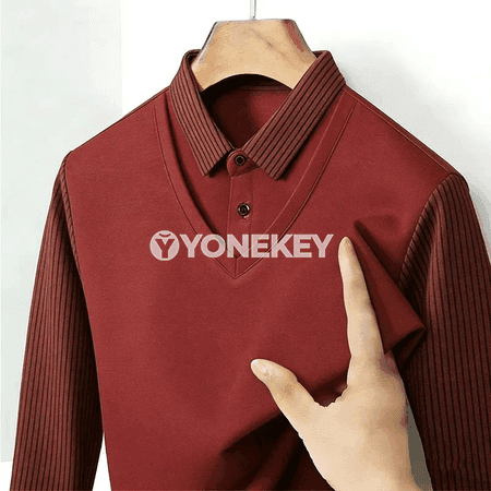 Erkekler üçin ýeňil zolakly uzyn ýeňli köýnek, casual stil