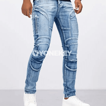 Erkekler üçin slim fit motosikl jeans jalbar