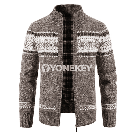 Erkekler üçin ýyly fleece kardigan, işewür-kasual gyş switer penjek