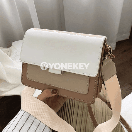 Aýallar üçin kontrast reňkli deri egin sumkasy, çapraz asylýan model
