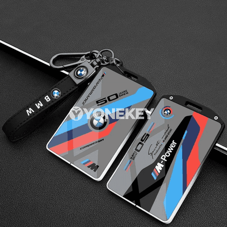 BMW üçin NFC awtoulag açar örtügi, premium deri-metal keychain