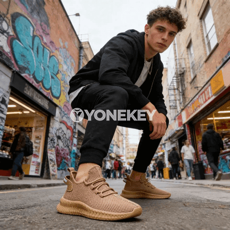 Erkekler üçin ýeňil, dem alýan gündelik mesh krossowkalary