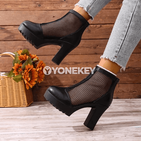 Zenanlar üçin ýokary ökjekli platformaly fermuarly sandals ökjek aýakgaplar