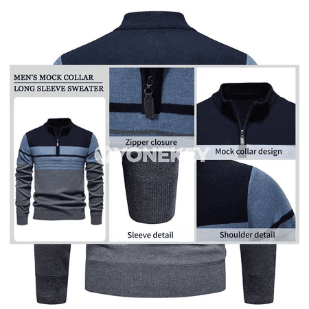 Erkekler üçin örme ýarym zip switer, güýz-ýaz üçin