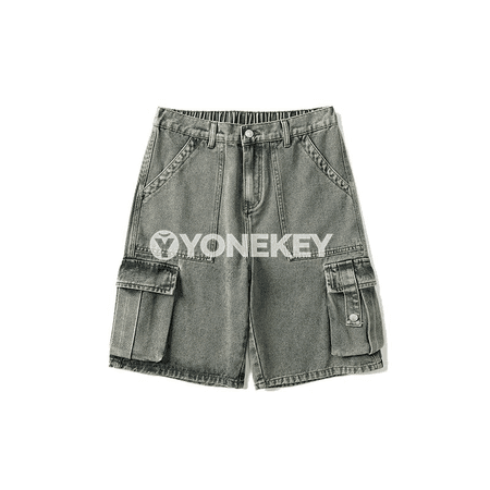 Erkekler üçin ýokary stil jeans şortik — giň kesim, gündelik rahat