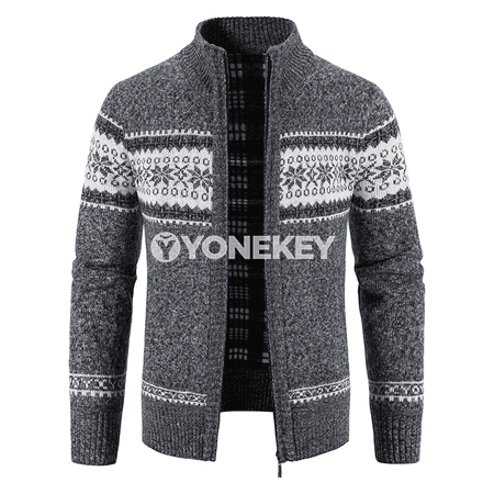 Erkekler üçin ýyly fleece kardigan, işewür-kasual gyş switer penjek