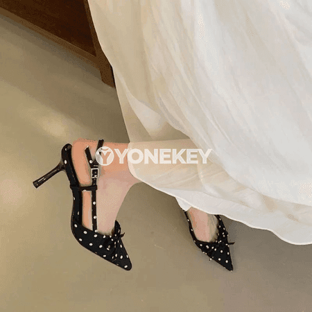Bowknotly açyk burunly zenan sandallary, ýokary ökçeli köwüş.