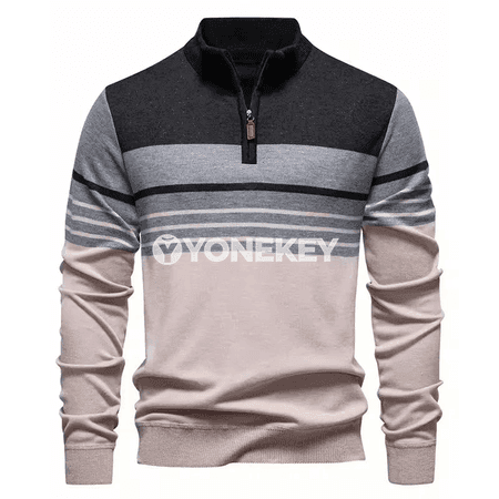 Erkekler üçin örme ýarym zip switer, güýz-ýaz üçin
