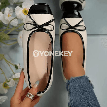 Zenanlar üçin tekiz baletkalar, kwadrat burunly, rahat slip-on köwüşler