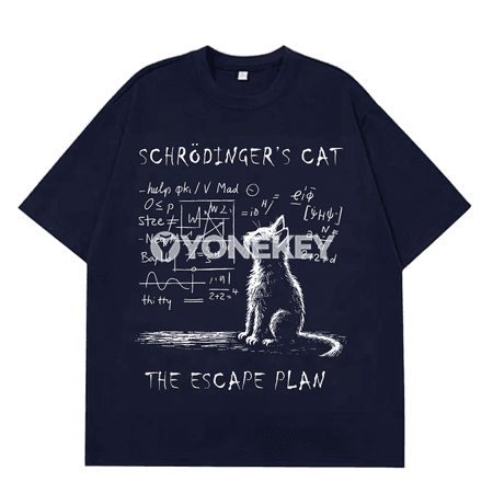 Schrodinger Cat fizikaly printli erkek-zenan üçin ýeňil futbolka