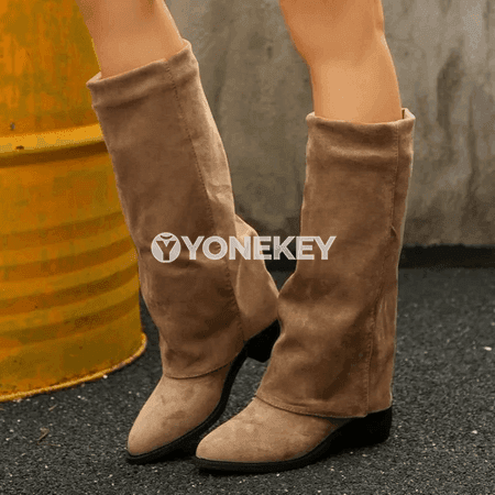 Zenanlar üçin ýokary dyzly modaly ädikler, uçly burunly kowboý stil