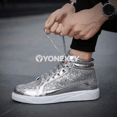Erkekler üçin ýokary boýunly şineşen sport ädikler, moda gündelik köwüş