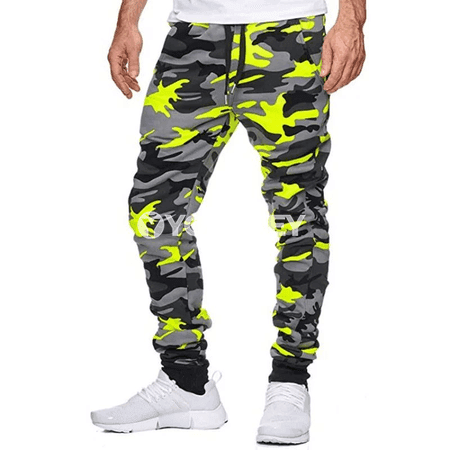Erkekler üçin kamuflýaj sport balaklary, giň kesim, rahat jogger