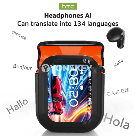 HTC NE20 AI terjimeçi TWS nauşnikleri, LCD ekranly, Bluetooth 6.0