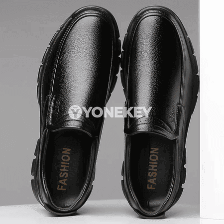 Erkekler üçin gara klassik deri loafers köwüşler, rahat ýöriş üçin