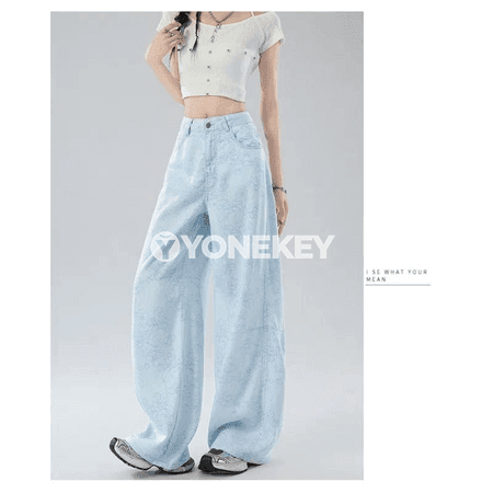 Aýal-gyzlar üçin ýeňil giň balakly gök jeans