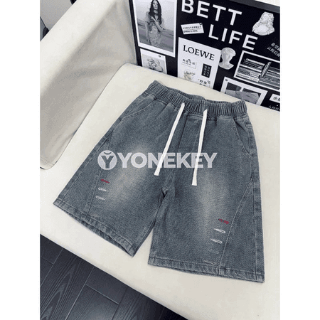 Erkekler üçin ýaz-ýaz ýeňil denim şortik, giň kesim, gündelik stil