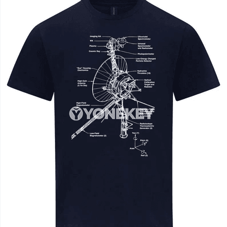 Voyager Space Probe erkek futbolkasy, NASA stilindäki gysga ýeňli
