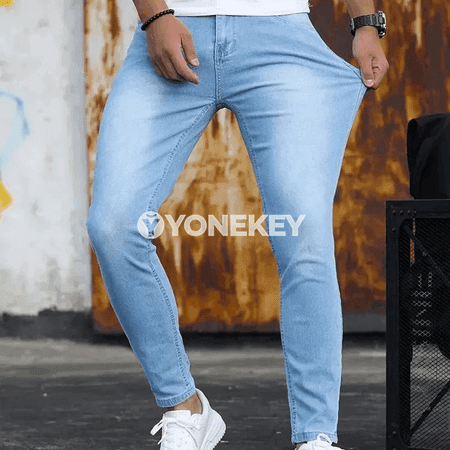 Erkekler üçin slim fit klassik jeans balaklar, gündelik stil
