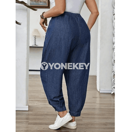 Zenanlar üçin uly ölçegli giň balaçyk jinsy balaklar, gündelik stil