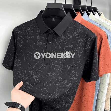 Erkekler üçin ýeňil, dem alýan gysga ýeňli polo köýnek