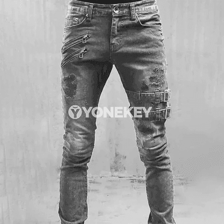 Erkekler üçin giň kesimli düz jeans, gündelik uzyn balak