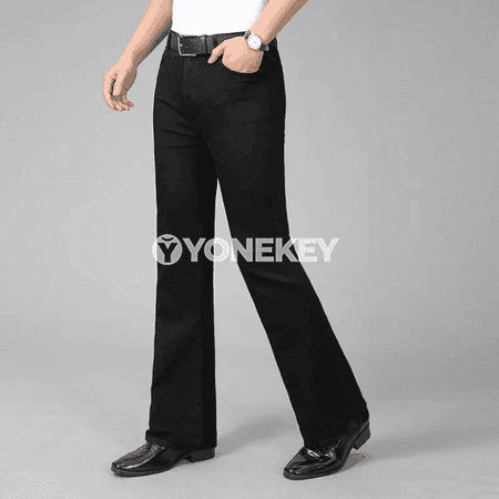 Erkekler üçin döwrebap giň balakly bootcut jinsiler, ähli möwsüm üçin