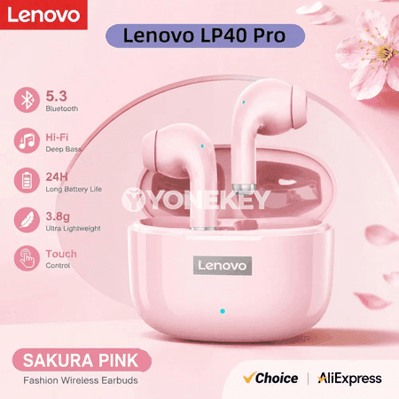 Lenovo LP40 Pro TWS Bluetooth 5.4 simsiz nauşnikler, mikrofonly