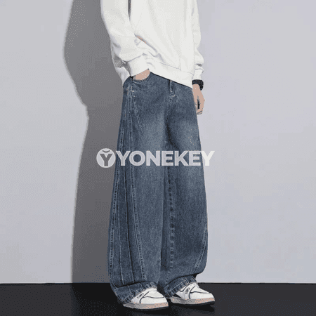 Erkekler üçin göni kesimli denim balaklar, klassik we rahat