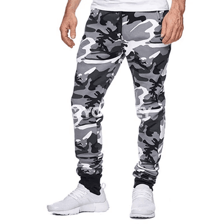 Erkekler üçin kamuflýaj sport balaklary, giň kesim, rahat jogger