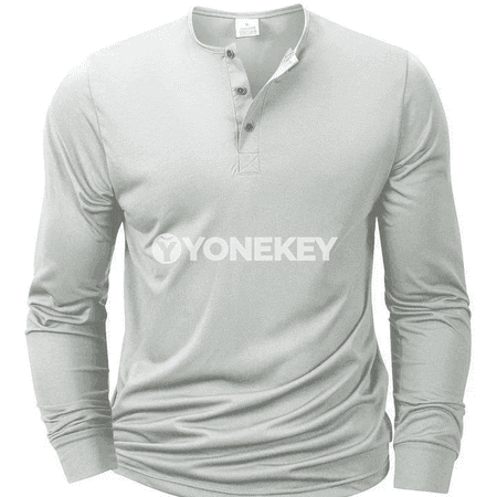 Erkekler üçin uzyn ýeňli Henley boýun futbolka, slim fit
