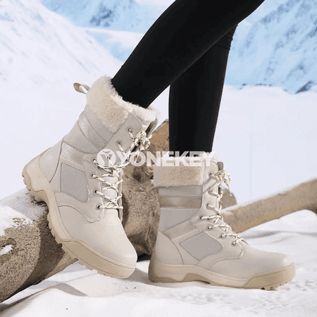 Zenanlar üçin ýyly, suw geçirmeýän gyş bootlary, platformaly