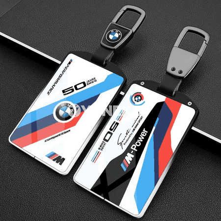 BMW üçin NFC awtoulag açar örtügi, premium deri-metal keychain