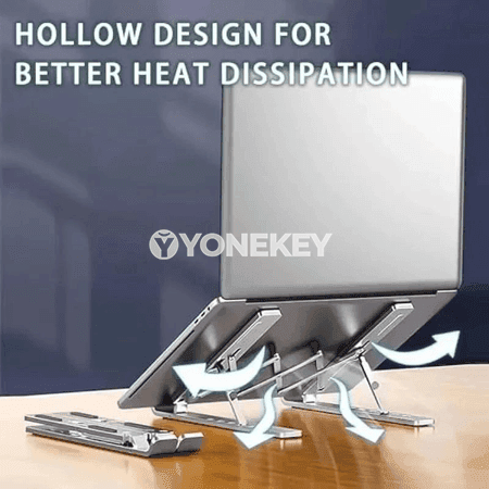 Laptop we planşet üçin sazlanýan ergonomik stend, metal gurluşly