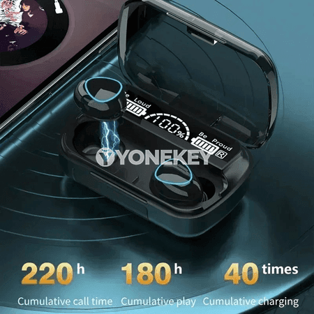 TWS Bluetooth gulaklyklar, LED displeýli, mikrofonly, simsiz