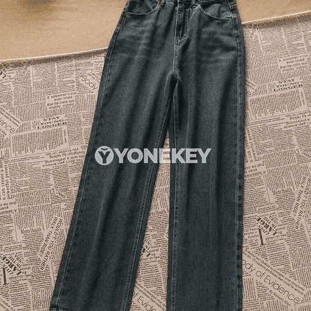 Retro deşikli giň bel denim jinsy balaklar