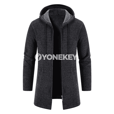 Erkekleriň gyş köýnek-paltosy, ýyly kapşonly fermuarly penjek