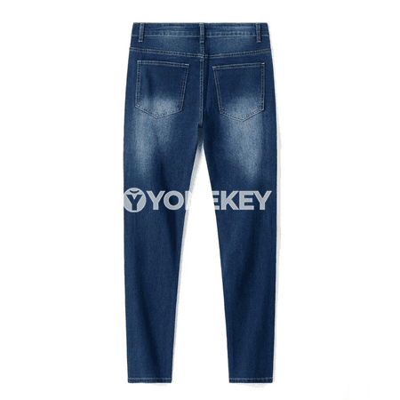 Erkekler üçin dar kesimli beýik belli denim jinsy balak