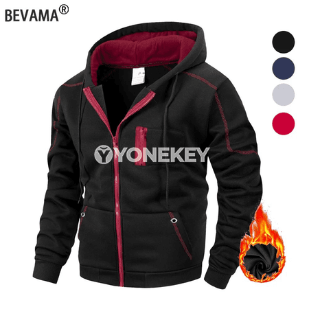 Erkekler üçin kapşonly ýaz-güýz fermuarly jaket