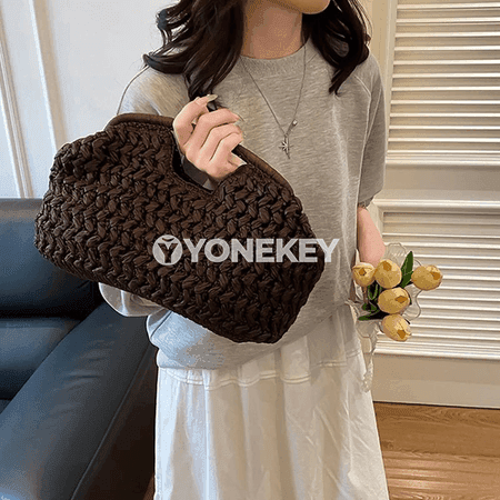Zenanlar üçin tomuslyk halta sumka, ýeňil we moda rattan görnüşli