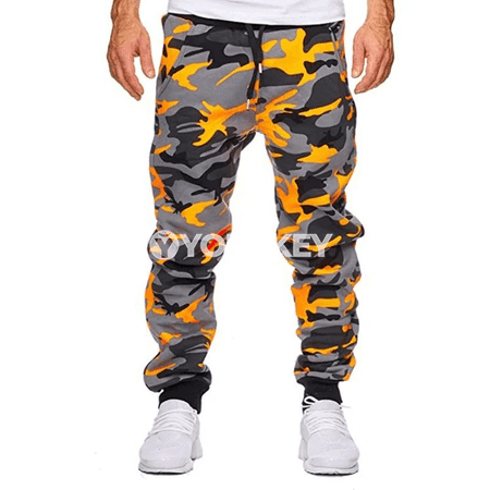 Erkekler üçin kamuflýaj sport balaklary, giň kesim, rahat jogger