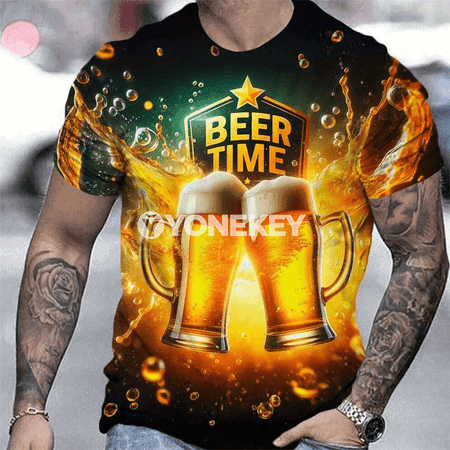 Erkekler üçin 3D oktýabr festiwal futbolkasy, vintage stil