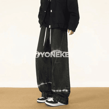 Erkekler üçin American Style pagta jeans, göni giň kesim, rahat balak
